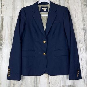 J Crew Wool Blazer Women’s 4P Petite Classic Navy Blue Style 28639 Office Preppy